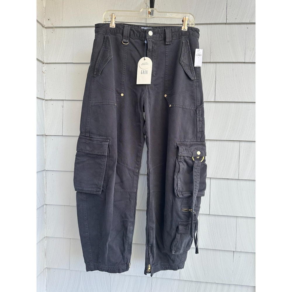 Gap x Cult Gaia Cargo Barrel Pants Size 8 Black NWT Utility Hardware 562951